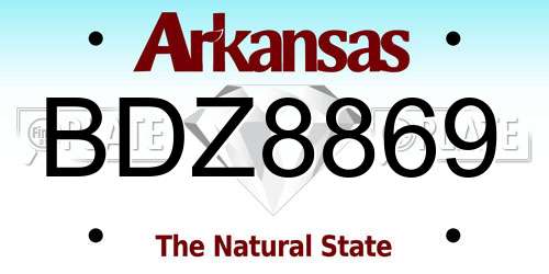 BDZ8869 Arkansas License Plate