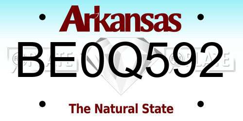 BE0Q592 Arkansas License Plate