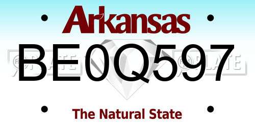 BE0Q597 Arkansas License Plate