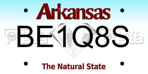 BE1Q8S Arkansas License Plate