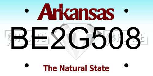BE2G508 Arkansas License Plate