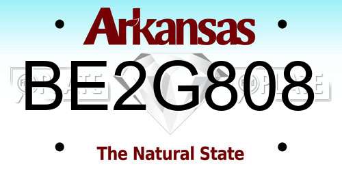 BE2G808 Arkansas License Plate