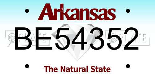 BE54352 Arkansas License Plate