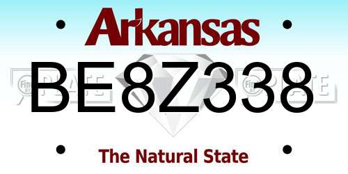 BE8Z338 Arkansas License Plate