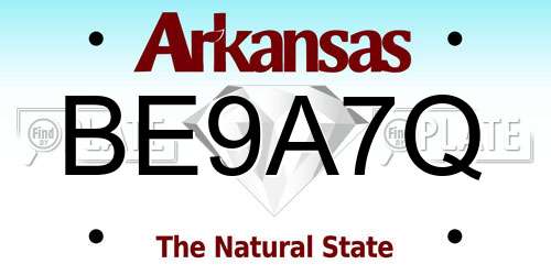 BE9A7Q Arkansas License Plate