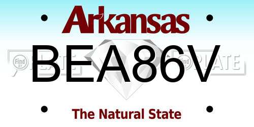 BEA86V Arkansas License Plate