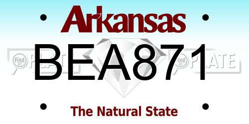 BEA871 Arkansas License Plate