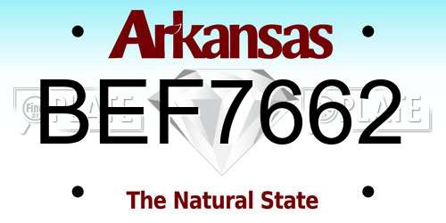 BEF7662 Arkansas License Plate