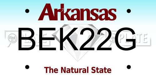 BEK22G Arkansas License Plate