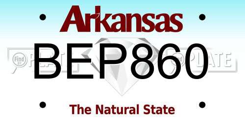 BEP860 Arkansas License Plate