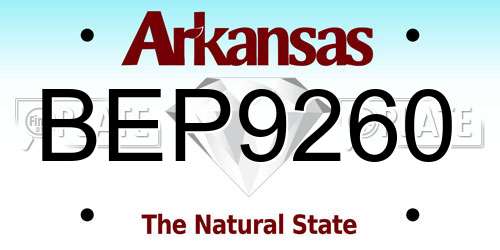 BEP9260 Arkansas License Plate