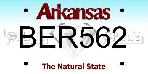BER562 Arkansas License Plate