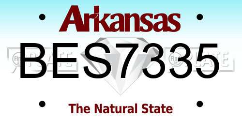 BES7335 Arkansas License Plate
