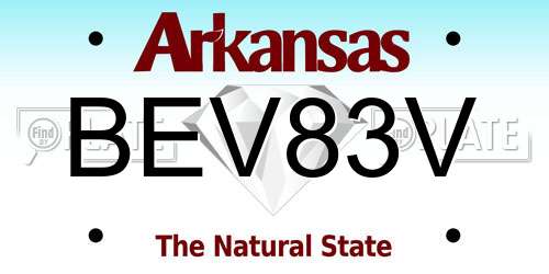 BEV83V Arkansas License Plate