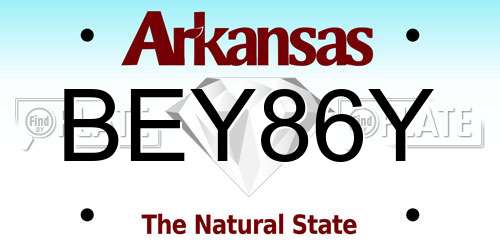 BEY86Y Arkansas License Plate