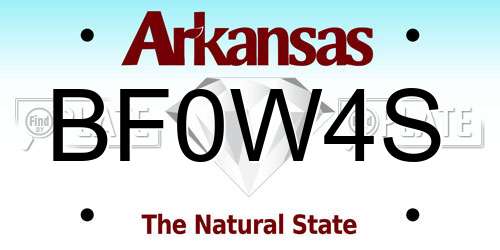 BF0W4S Arkansas License Plate