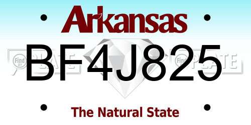 BF4J825 Arkansas License Plate