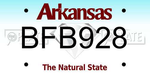 BFB928 Arkansas License Plate