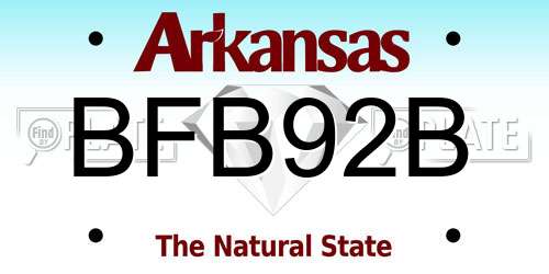 BFB92B Arkansas License Plate