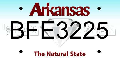 BFE3225 Arkansas License Plate