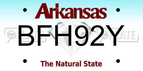 BFH92Y Arkansas License Plate