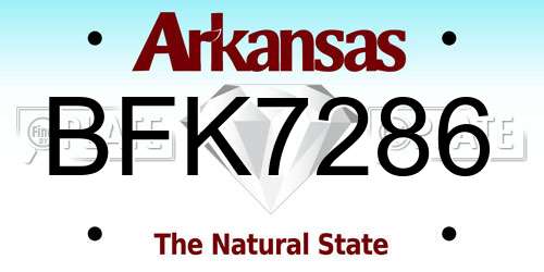 BFK7286 Arkansas License Plate