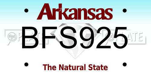 BFS925 Arkansas License Plate