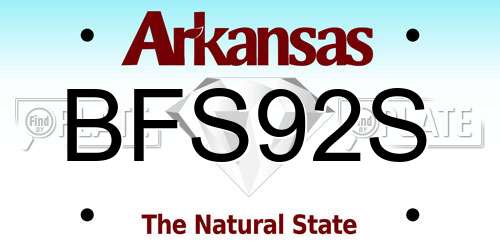 BFS92S Arkansas License Plate
