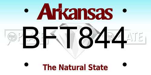 BFT844 Arkansas License Plate