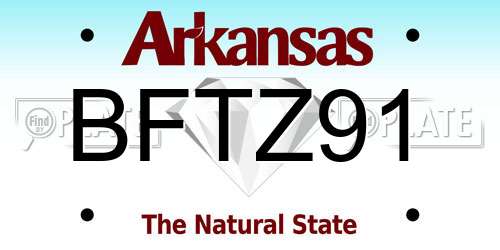 BFTZ91 Arkansas License Plate