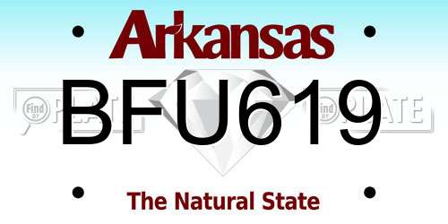 BFU619 Arkansas License Plate