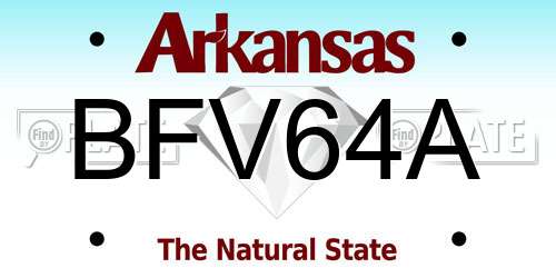 BFV64A Arkansas License Plate