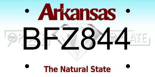 BFZ844 Arkansas License Plate