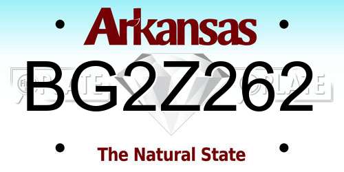 BG2Z262 Arkansas License Plate