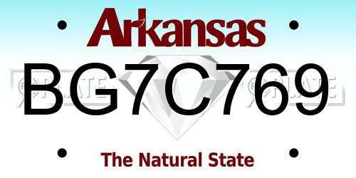 BG7C769 Arkansas License Plate