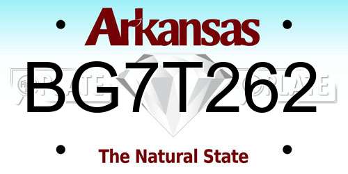 BG7T262 Arkansas License Plate