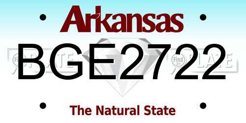 BGE2722 Arkansas License Plate