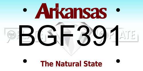 BGF391 Arkansas License Plate