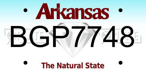 BGP7748 Arkansas License Plate
