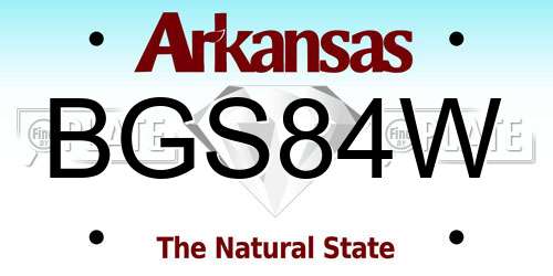 BGS84W Arkansas License Plate