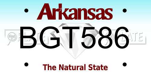 BGT586 Arkansas License Plate