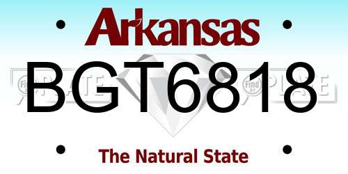 BGT6818 Arkansas License Plate