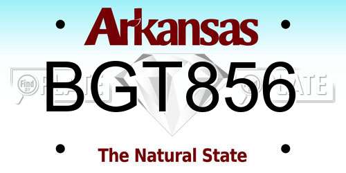 BGT856 Arkansas License Plate