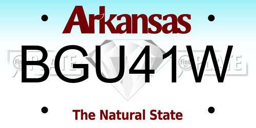BGU41W Arkansas License Plate