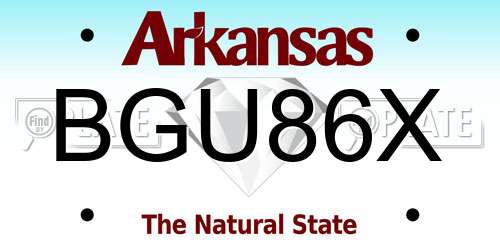 BGU86X Arkansas License Plate