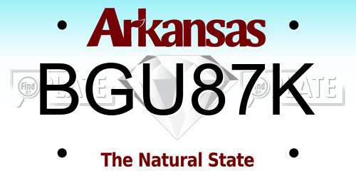 BGU87K Arkansas License Plate