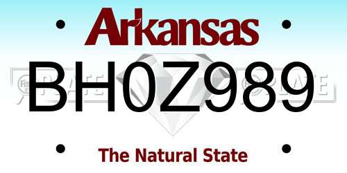 BH0Z989 Arkansas License Plate