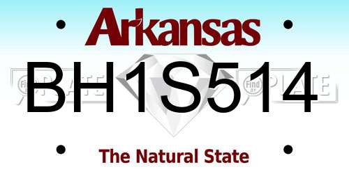 BH1S514 Arkansas License Plate