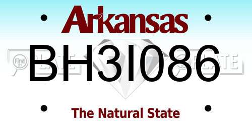 BH3I086 Arkansas License Plate