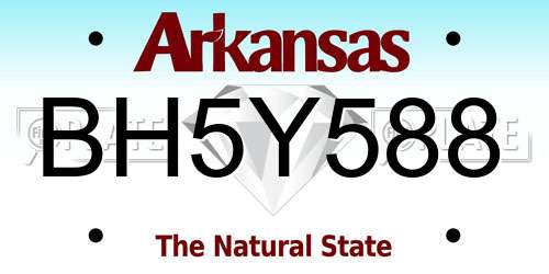 BH5Y588 Arkansas License Plate
